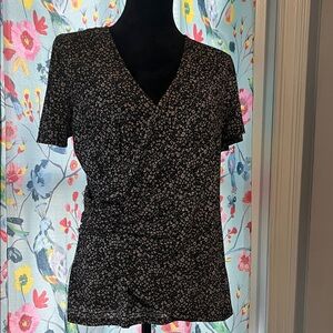 Floral Black Wrap Top